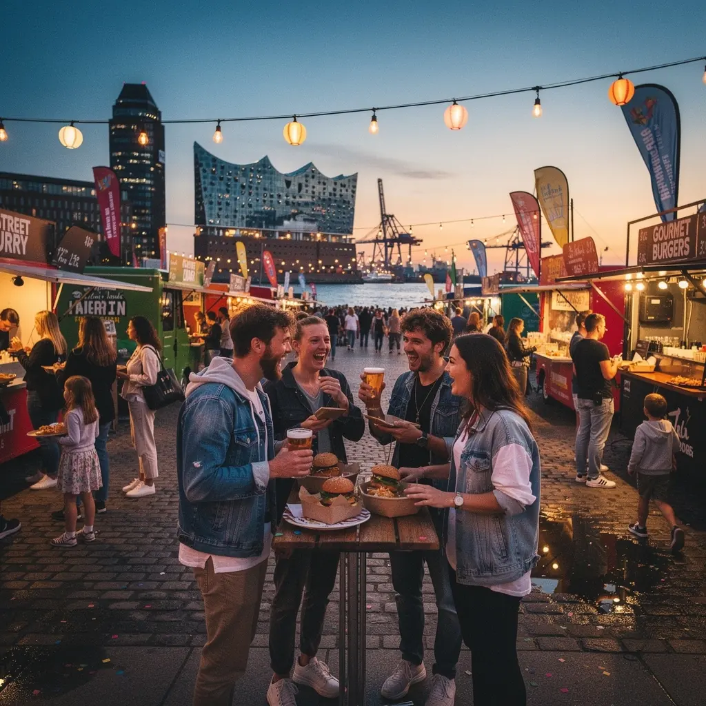 Eine Gruppe von Touristen, die an einer kulinarischen Tour durch lokale Spezialitäten teilnimmt.